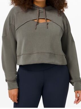 Get Centered crop hoodie grey sage